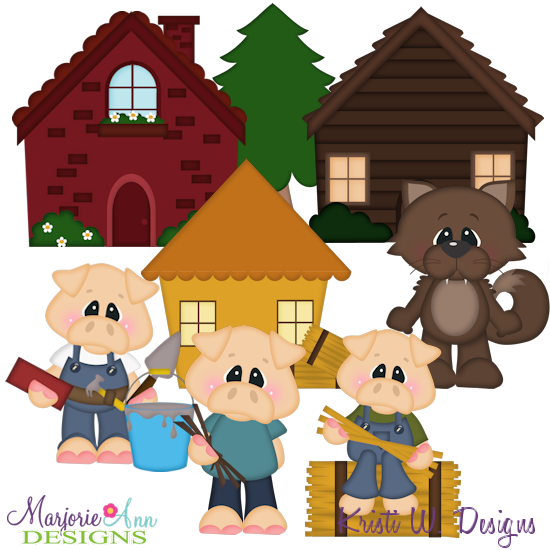 Three Little Pigs SVG Cutting Files Includes Clipart - Click Image to Close